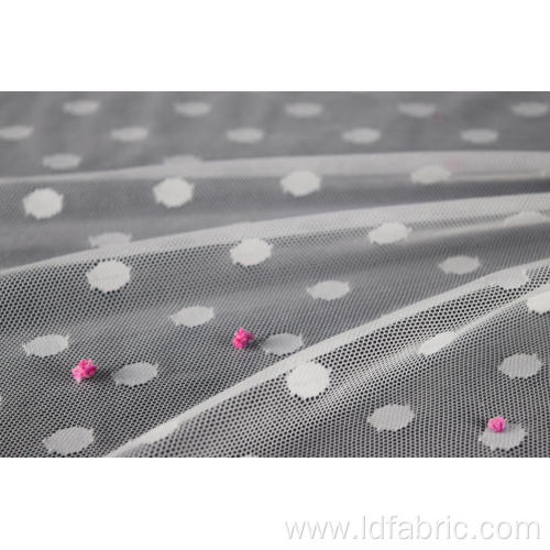 Nylon Spandex White Dots Mesh Fabric